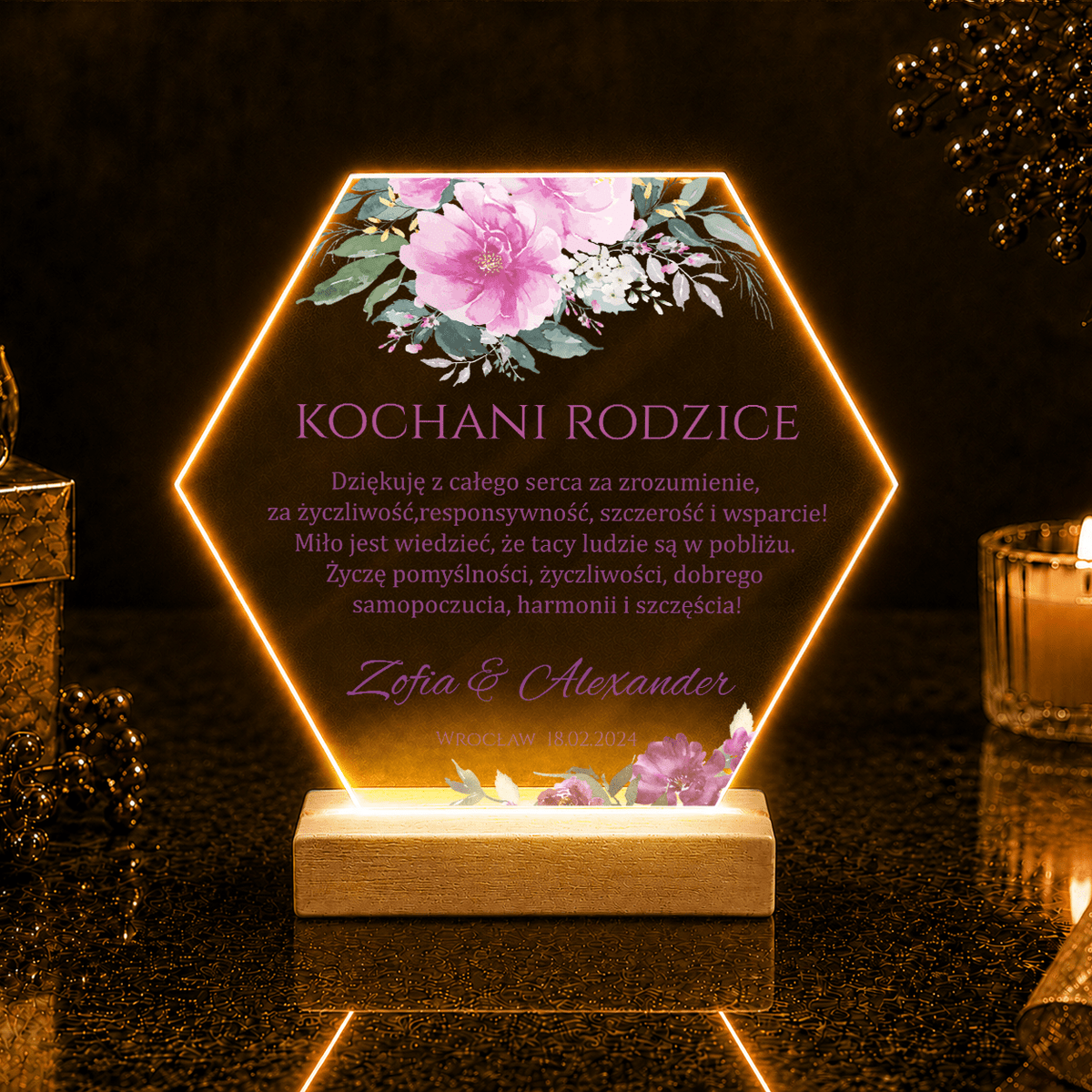 Kochani rodzice tekst - Druk na szkle, spersonalizowany prezent dla rodziców - idamell.com