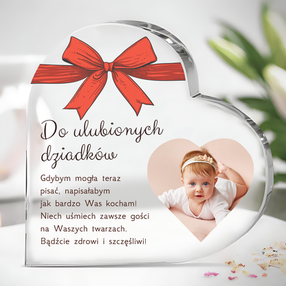 Ulubieni dziadkowie - Szklane serce, spersonalizowany prezent dla dziadków