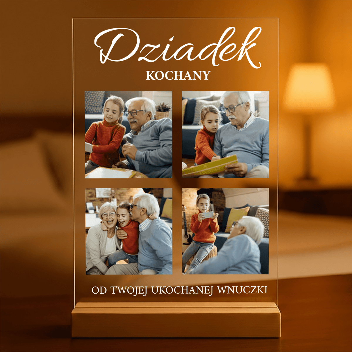 Kochany dziadek - Druk na szkle, spersonalizowany prezent dla dziadka - idamell.com
