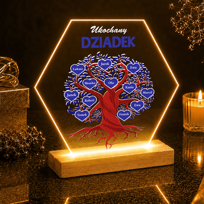 Kochany dziadek drzewo z imionami - Druk na szkle, spersonalizowany prezent dla dziadka - idamell.com