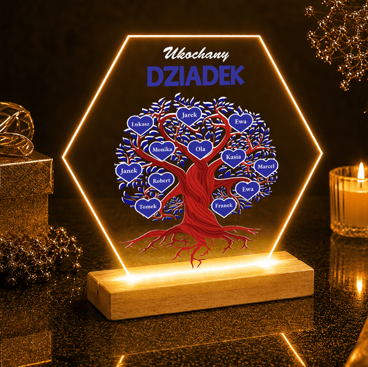 Kochany dziadek drzewo z imionami - Druk na szkle, spersonalizowany prezent dla dziadka - idamell.com