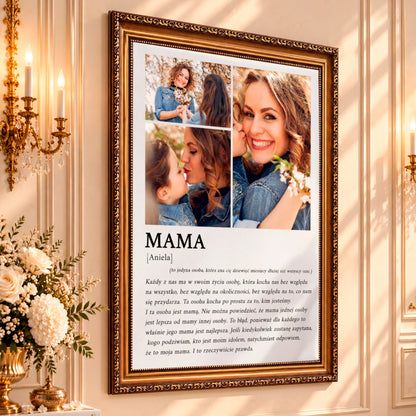Kolaż ze zdjęć na płótnie Cytat mamie — prezent dla mamy