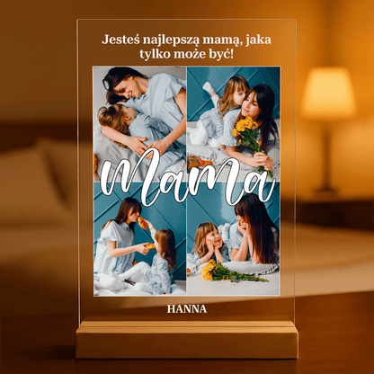 Kolaż 4 zdjęć z podpisem - Druk na szkle, spersonalizowany prezent dla mamy - idamell.com