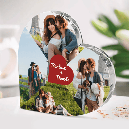 Kolaż 4 zdjęcia - Szklane serce, spersonalizowany prezent dla pary - idamell.com