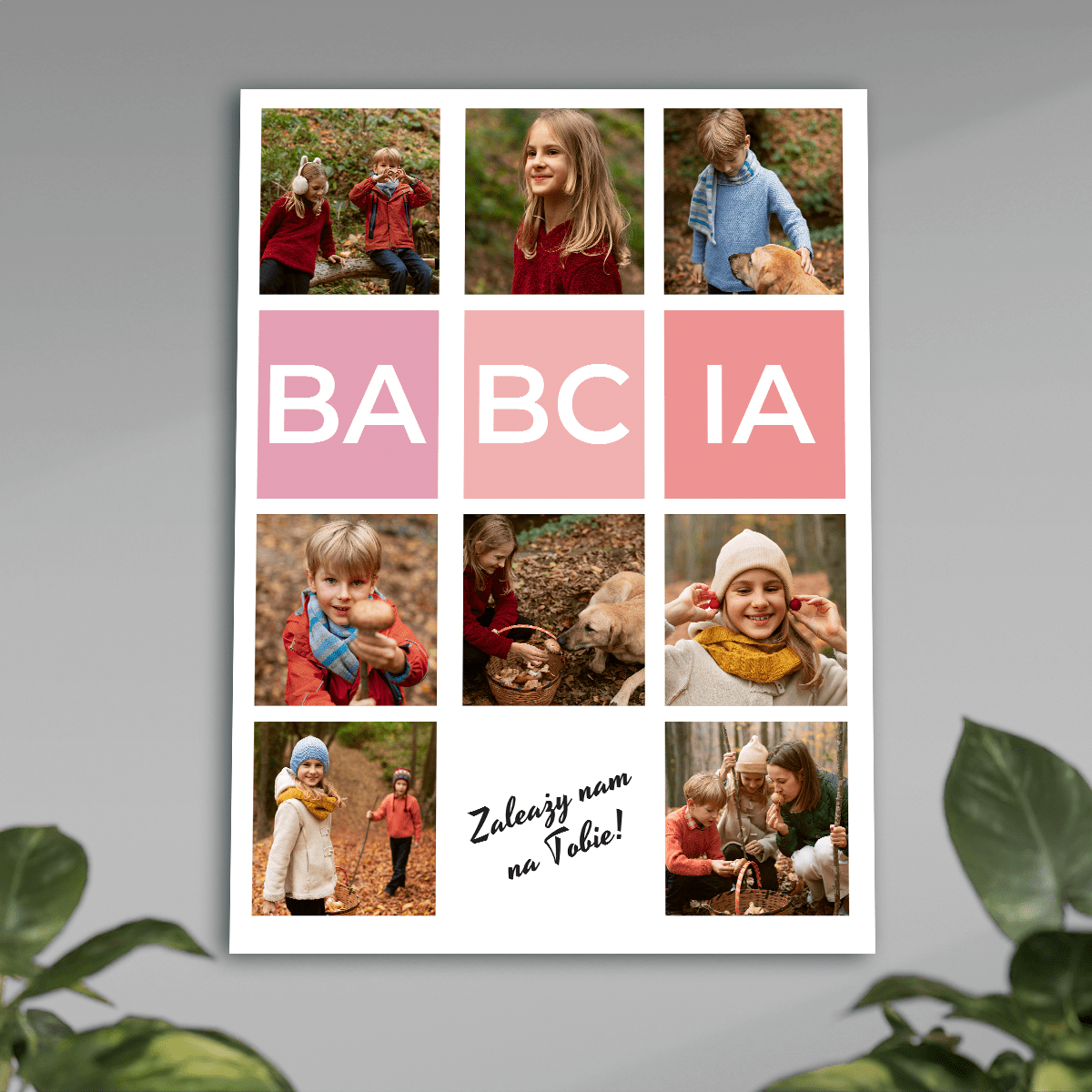Kolaż 7 zdjęć BABCIA - plakat, spersonalizowany prezent dla babci - idamell.com
