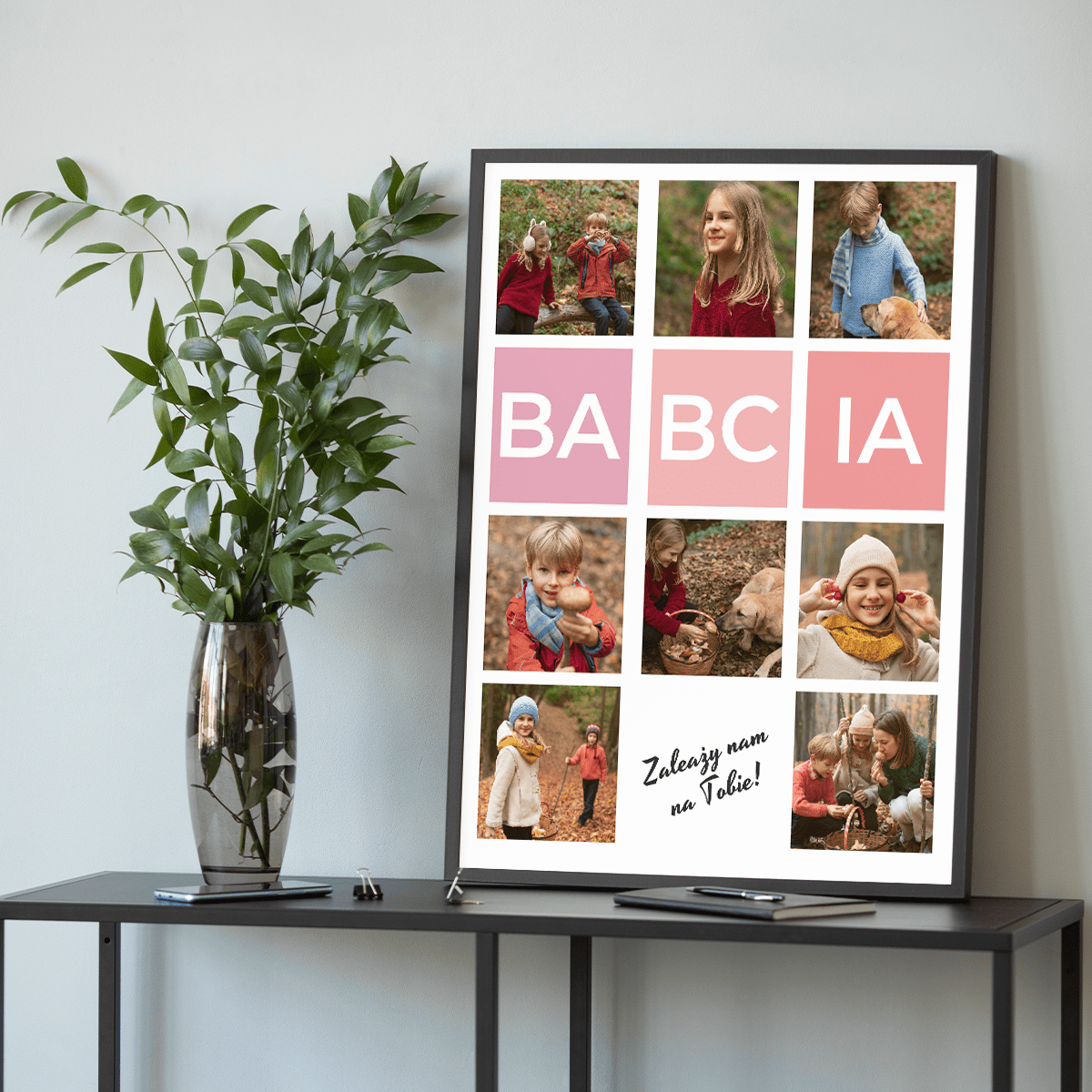 Kolaż 7 zdjęć BABCIA - plakat, spersonalizowany prezent dla babci - idamell.com