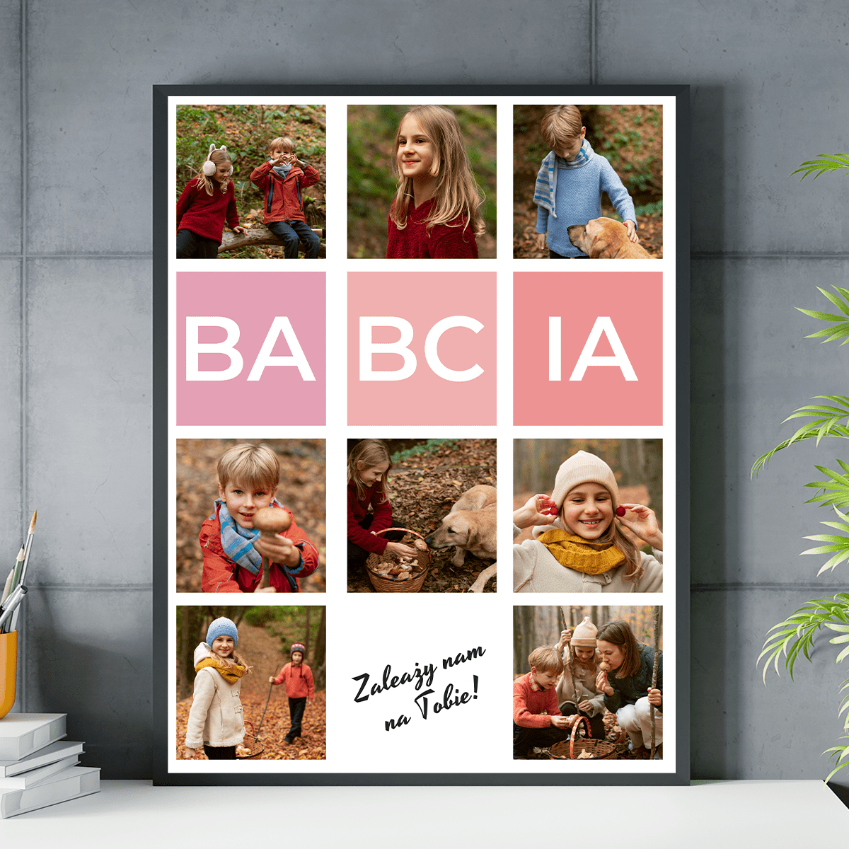 Kolaż 7 zdjęć BABCIA - plakat, spersonalizowany prezent dla babci - idamell.com