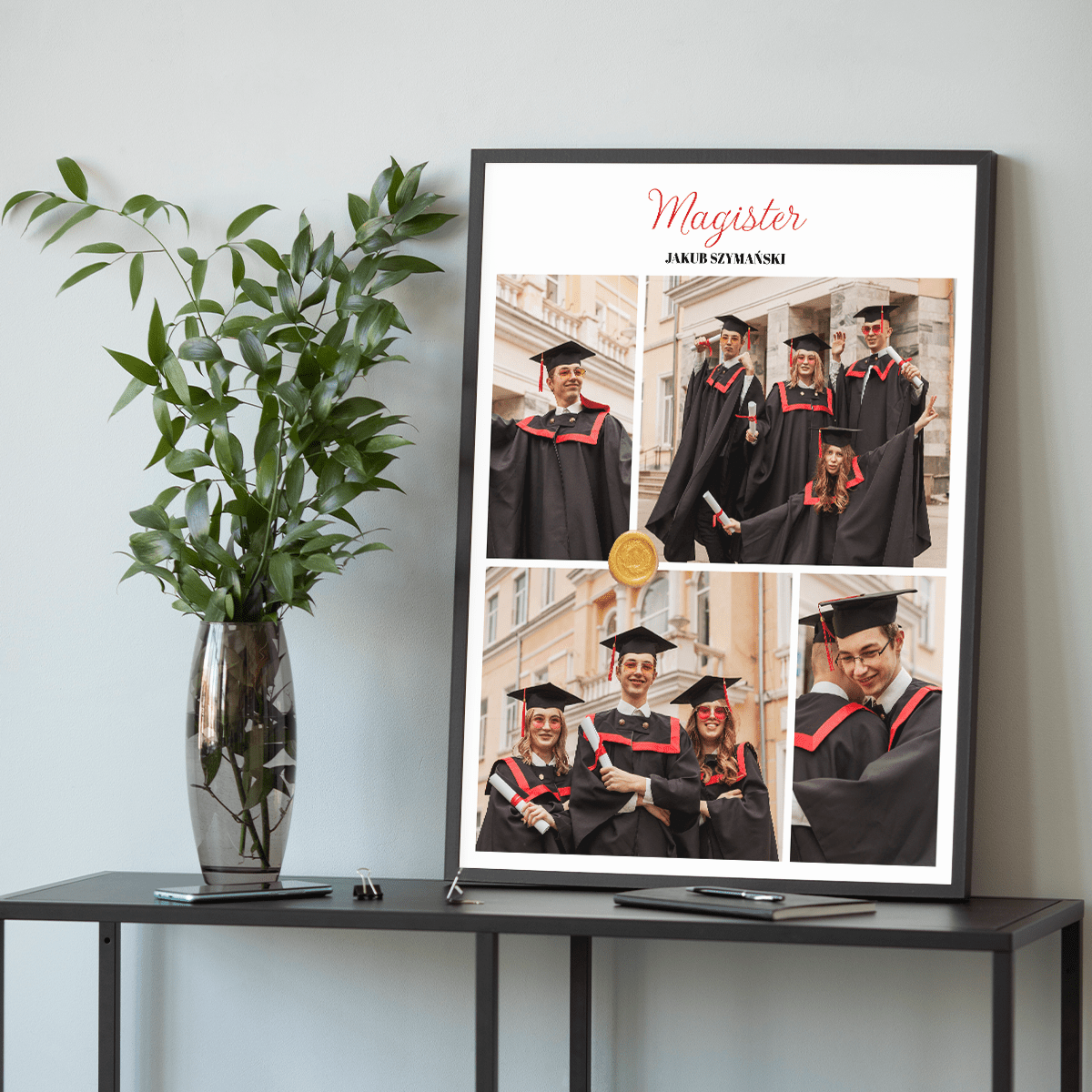 Kolaż magistra - plakat, spersonalizowany prezent dla absolwenta - idamell.com