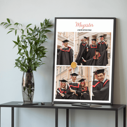 Kolaż magistra - plakat, spersonalizowany prezent dla absolwenta - idamell.com