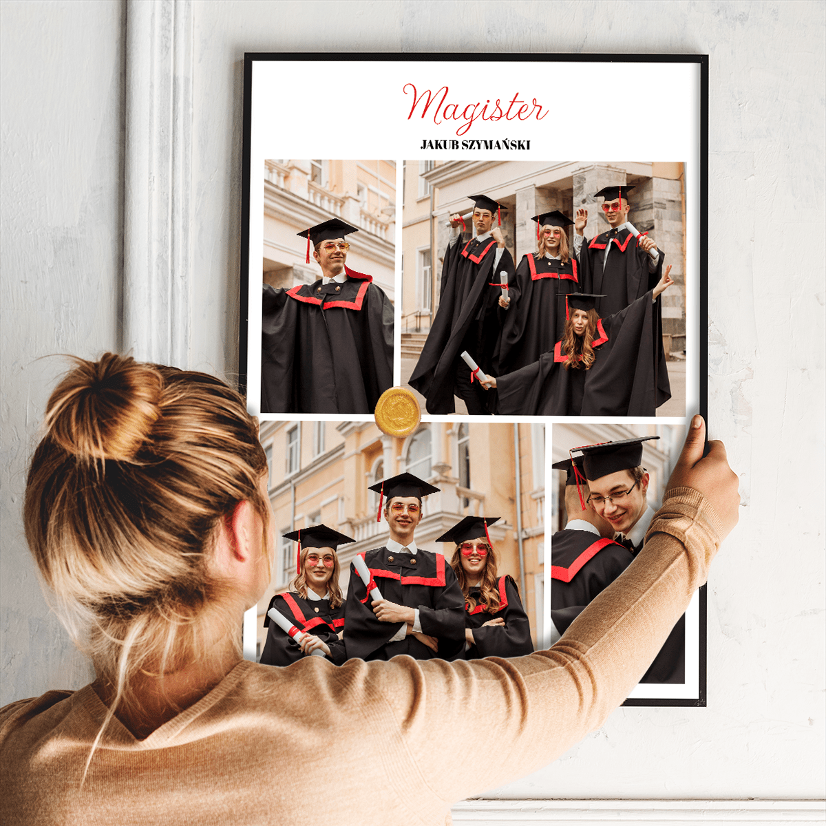 Kolaż magistra - plakat, spersonalizowany prezent dla absolwenta - idamell.com