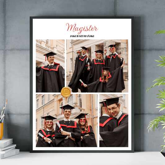 Kolaż magistra - plakat, spersonalizowany prezent dla absolwenta - idamell.com