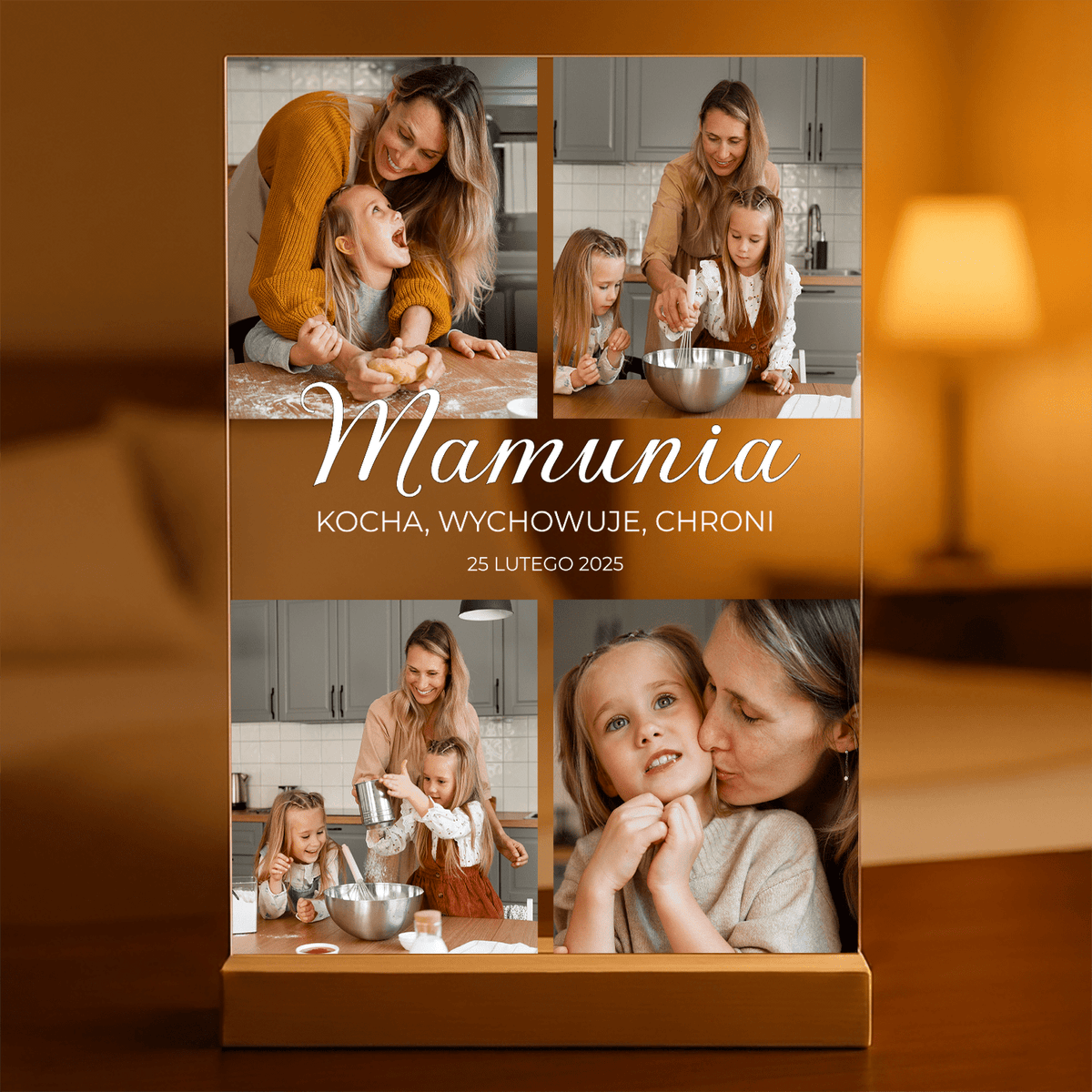 Kolaż MAMUNIA - Druk na szkle, spersonalizowany prezent dla mamy - idamell.com