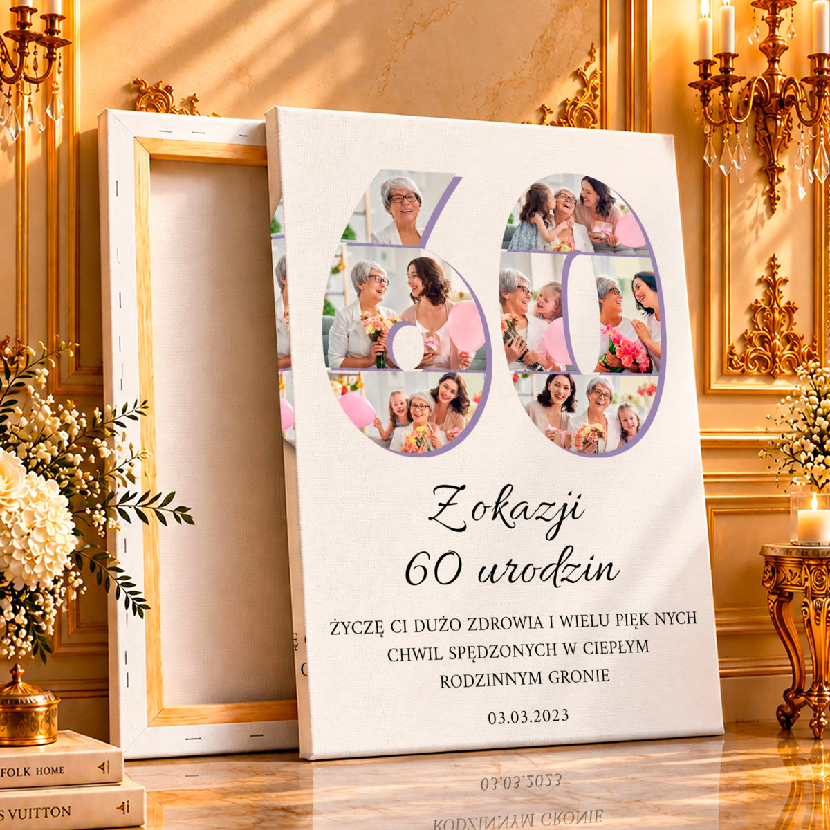 Kolaż ze zdjęć na płótnie Kolaż na 60 urodziny — prezent na 60 urodziny