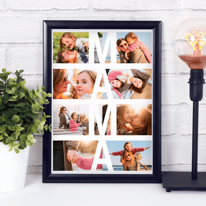 Kolaż w ramce Mama - Druk na szkle, spersonalizowany prezent dla mamy - idamell.com