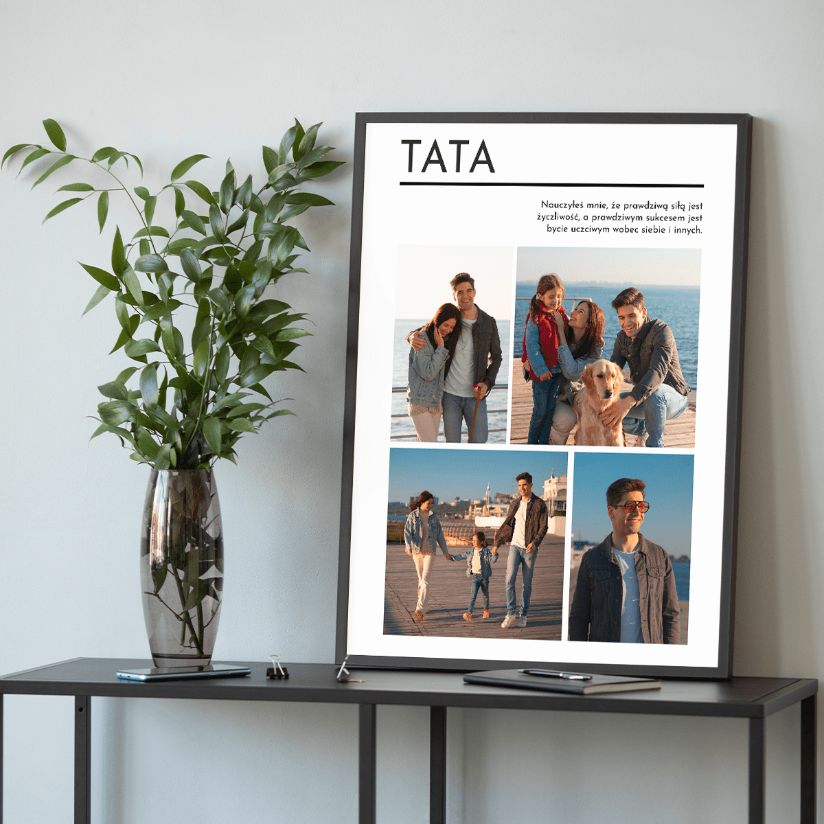 Kolaż z 4 zdjęć z tatą - plakat, spersonalizowany prezent dla taty - idamell.com