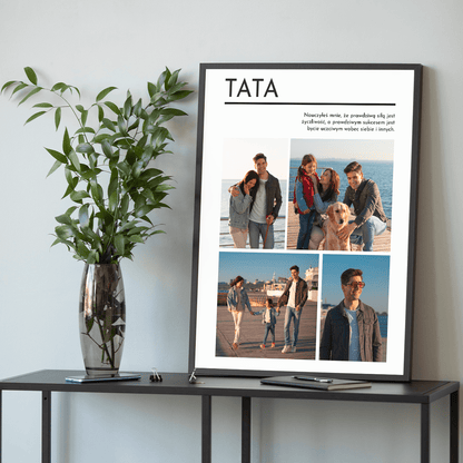 Kolaż z 4 zdjęć z tatą - plakat, spersonalizowany prezent dla taty - idamell.com