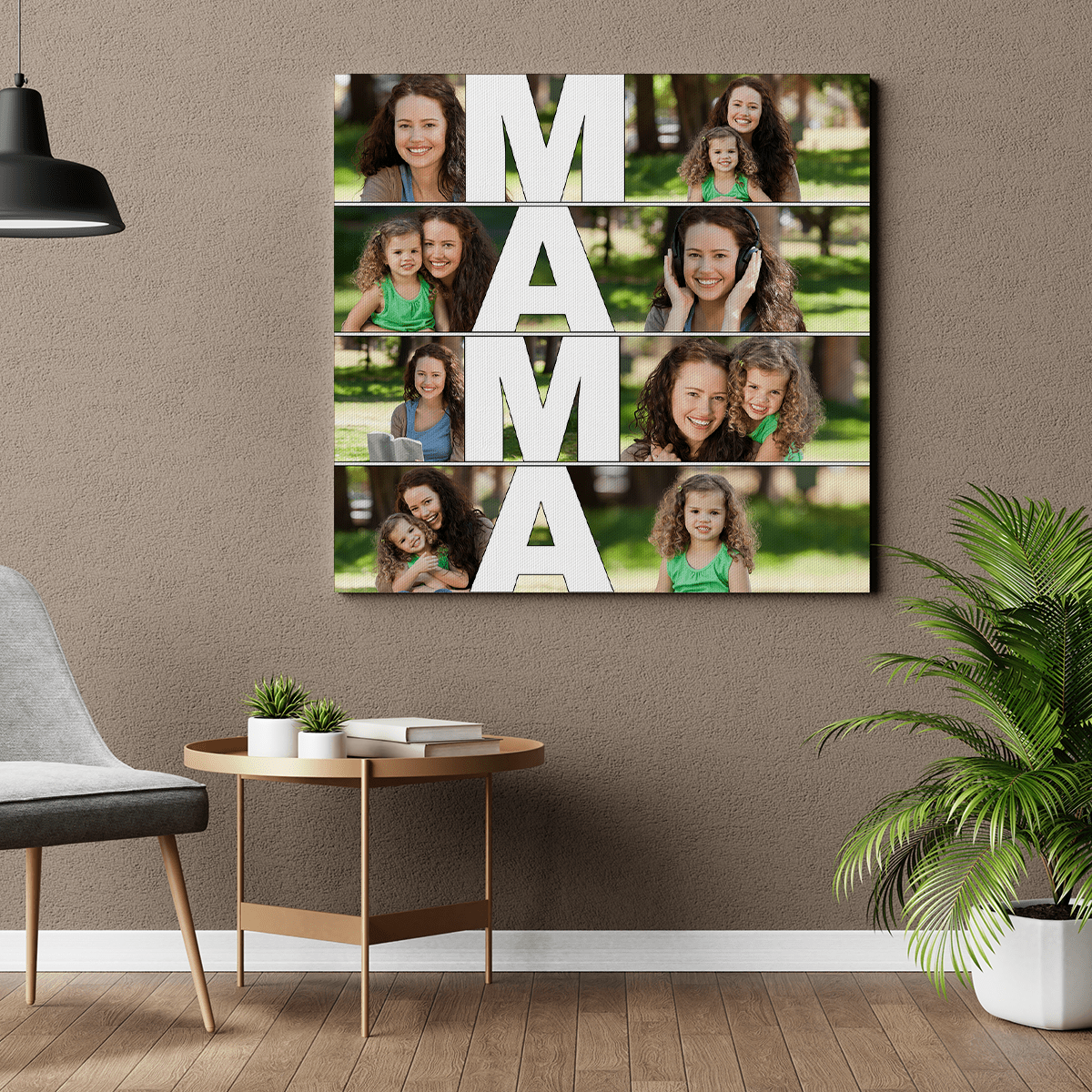 Kolaż z napisem MAMA - druk na płótnie, spersonalizowany prezent dla mamy - idamell.com