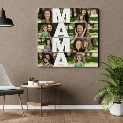 Kolaż z napisem MAMA - druk na płótnie, spersonalizowany prezent dla mamy - idamell.com