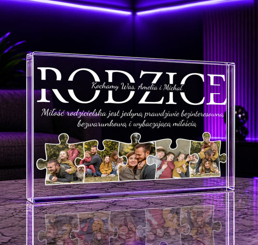 Kolaż z puzzli dla rodziców - Druk na szkle, spersonalizowany prezent dla rodziców - idamell.com