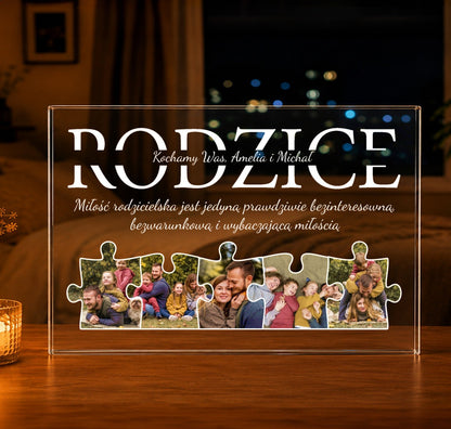 Kolaż z puzzli dla rodziców - Druk na szkle, spersonalizowany prezent dla rodziców - idamell.com