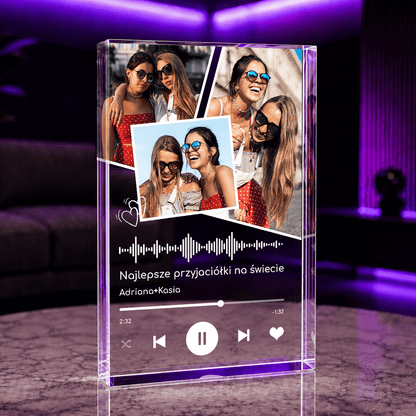 Kolaż zdjęć przyjaciółek + Spotify - Druk na szkle, spersonalizowany prezent dla przyjaciółki - idamell.com