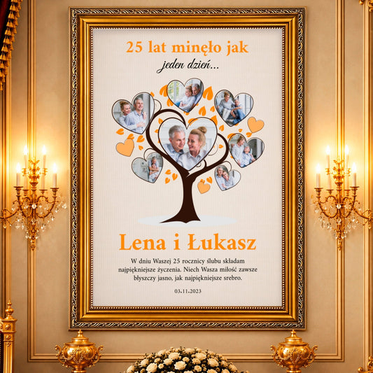 Kolaż ze zdjęć na płótnie 25 lat razem — prezent na rocznicę - idamell.com