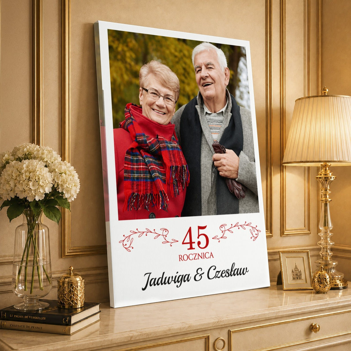 Kolaż ze zdjęć na płótnie 45 lat razem — prezent na rocznicę - idamell.com