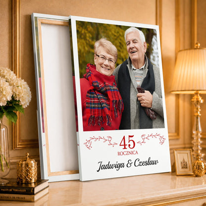 Kolaż ze zdjęć na płótnie 45 lat razem — prezent na rocznicę - idamell.com