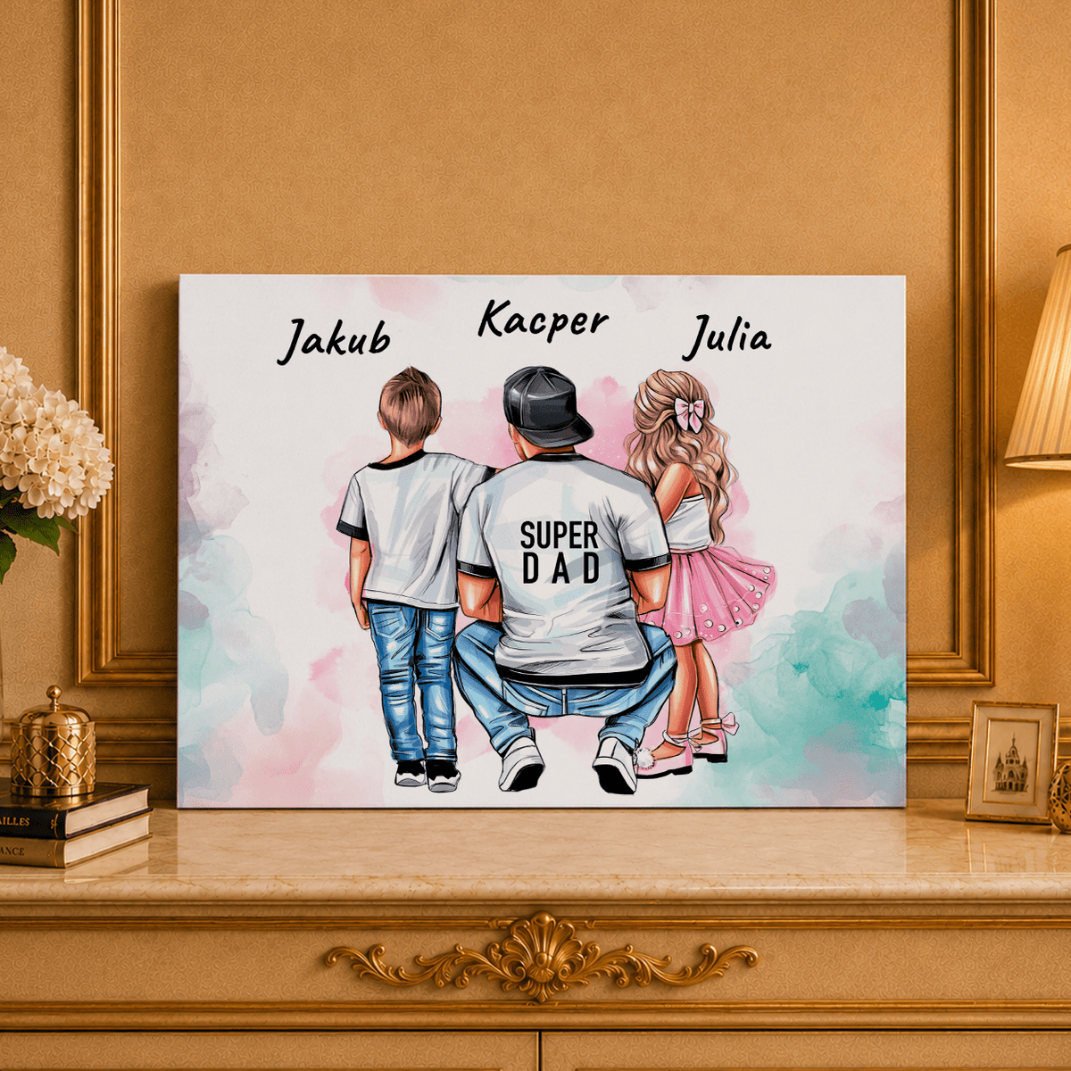 Kolaż ze zdjęć na płótnie Clipart dzieci prezent dla taty - idamell.com