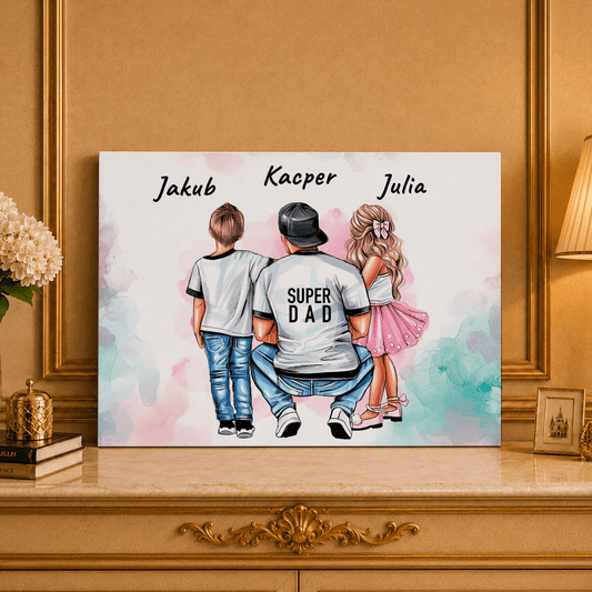 Kolaż ze zdjęć na płótnie Clipart dzieci prezent dla taty - idamell.com