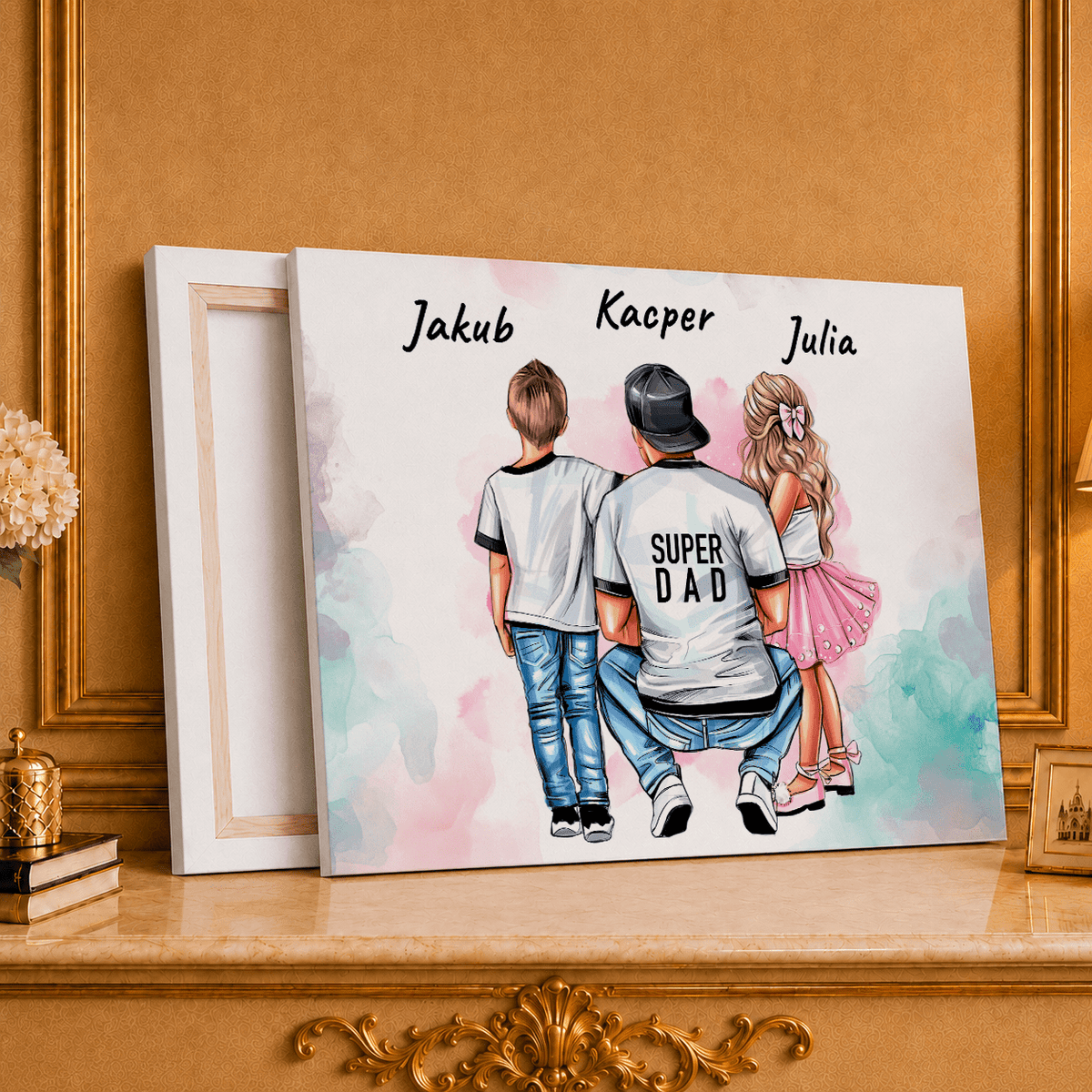 Kolaż ze zdjęć na płótnie Clipart dzieci prezent dla taty - idamell.com