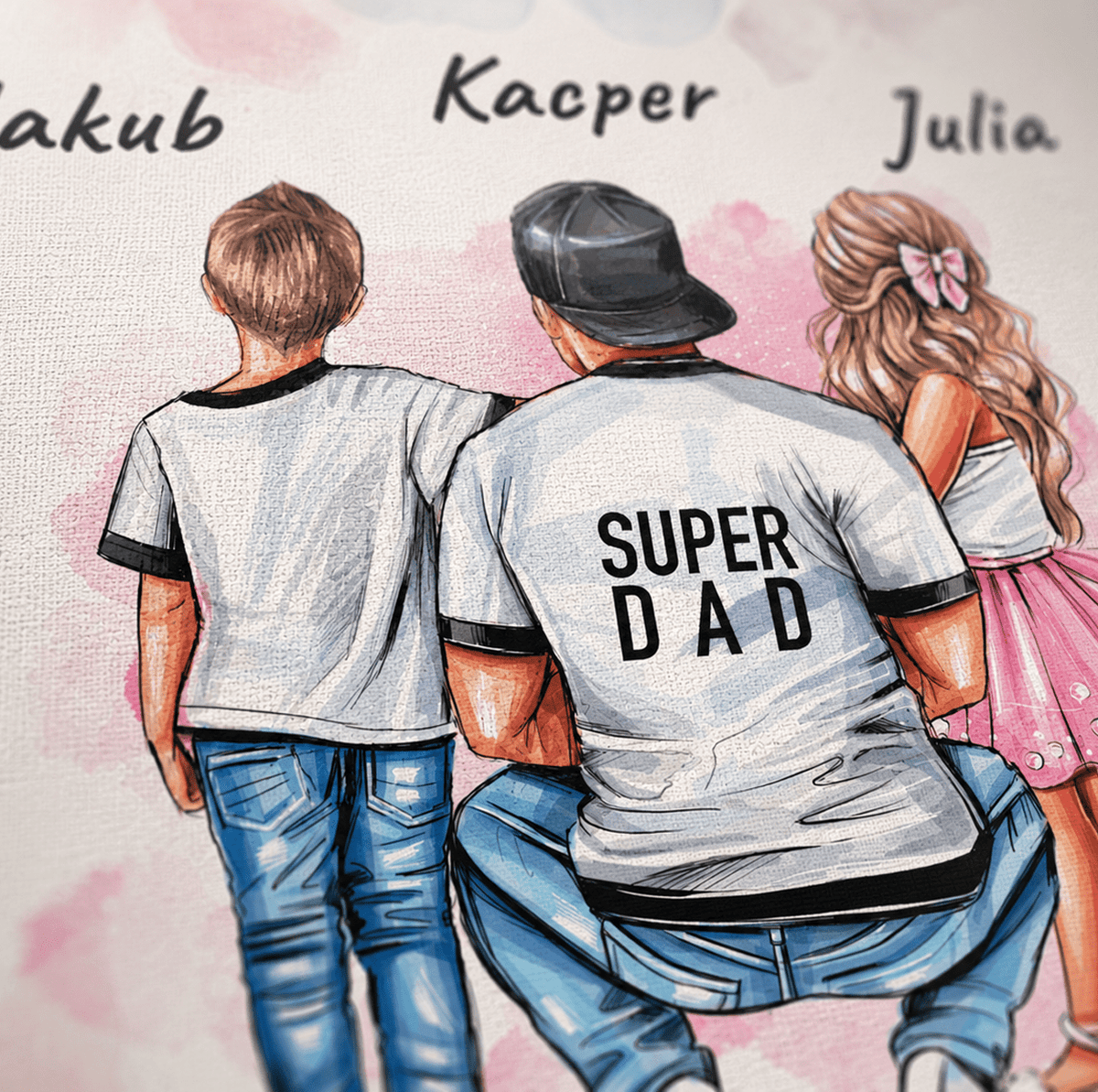 Kolaż ze zdjęć na płótnie Clipart dzieci prezent dla taty - idamell.com