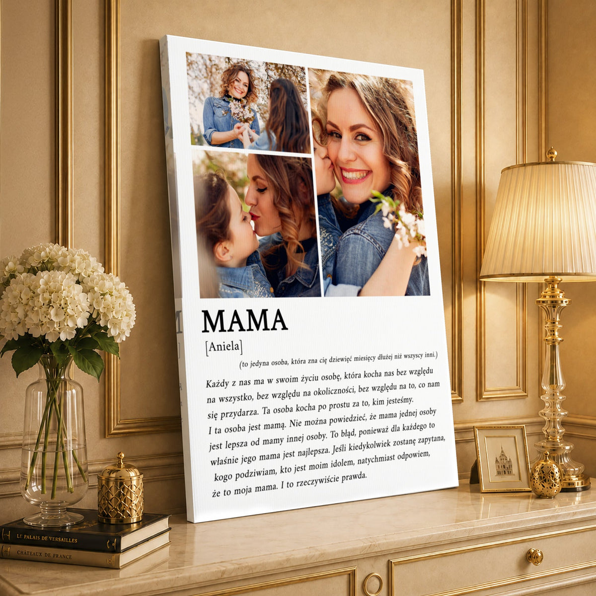 Kolaż ze zdjęć na płótnie Cytat mamie — prezent dla mamy - idamell.com