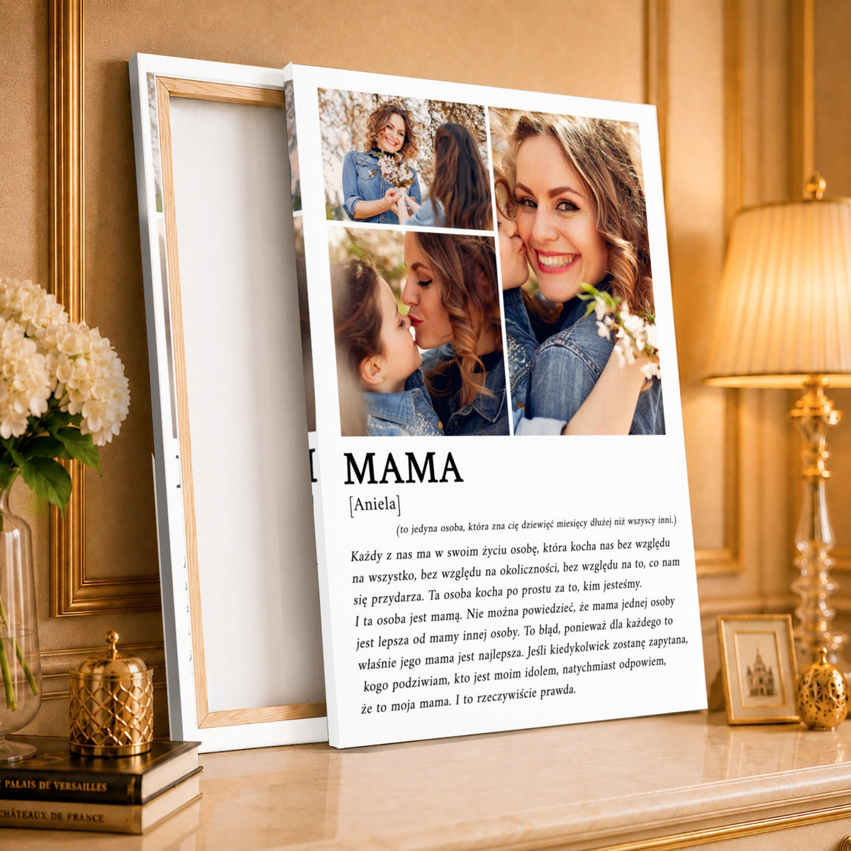 Kolaż ze zdjęć na płótnie Cytat mamie — prezent dla mamy - idamell.com