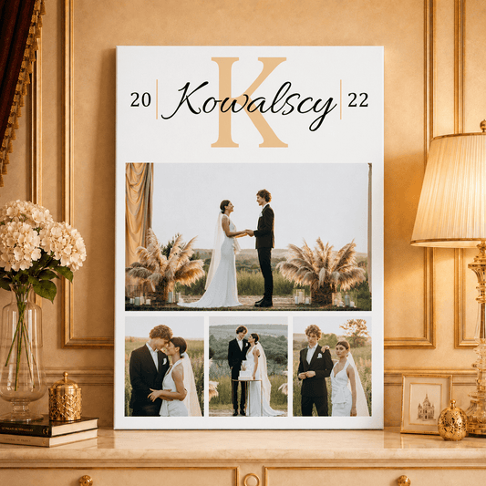 Kolaż ze zdjęć na płótnie czterech nazwisko prezent na rocznicę - idamell.com