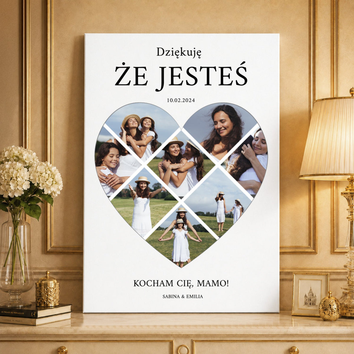Kolaż ze zdjęć na płótnie Dziękuję że jesteś — prezent dla mamy - idamell.com