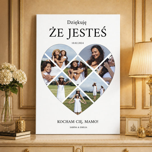 Kolaż ze zdjęć na płótnie Dziękuję że jesteś — prezent dla mamy - idamell.com