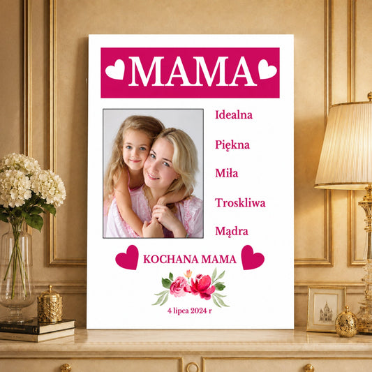 Kolaż ze zdjęć na płótnie Mama idealna piękna i mądra — prezent dla mamy - idamell.com