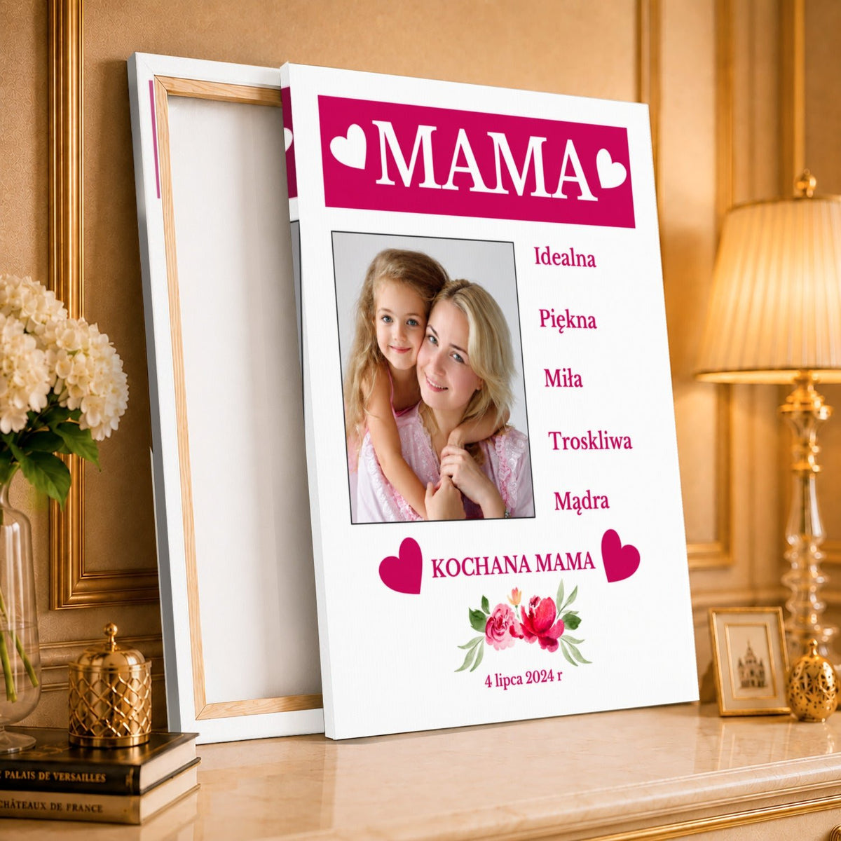 Kolaż ze zdjęć na płótnie Mama idealna piękna i mądra — prezent dla mamy - idamell.com