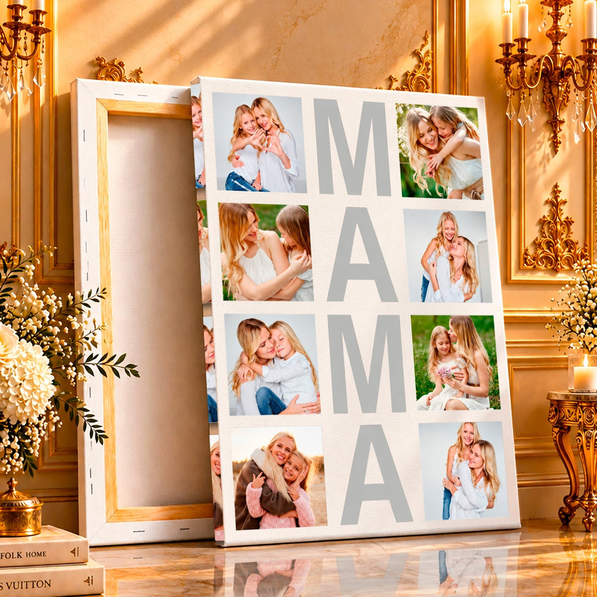 Kolaż ze zdjęć na płótnie Napis mama i zdjęcia — prezent dla mamy - idamell.com