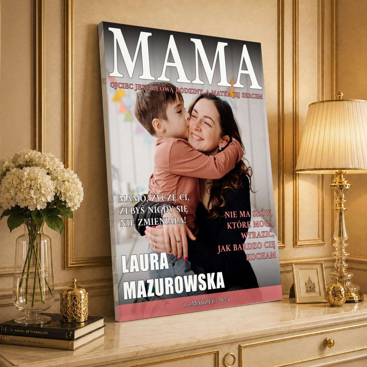 Kolaż ze zdjęć na płótnie Okładka magazynu — prezent dla mamy - idamell.com