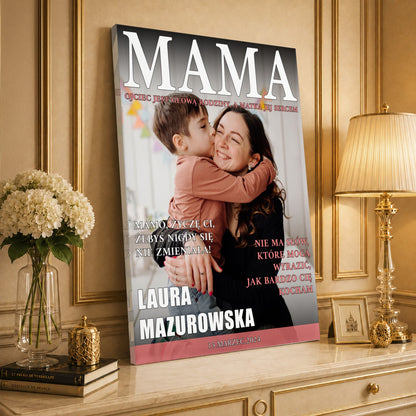 Kolaż ze zdjęć na płótnie Okładka magazynu — prezent dla mamy - idamell.com