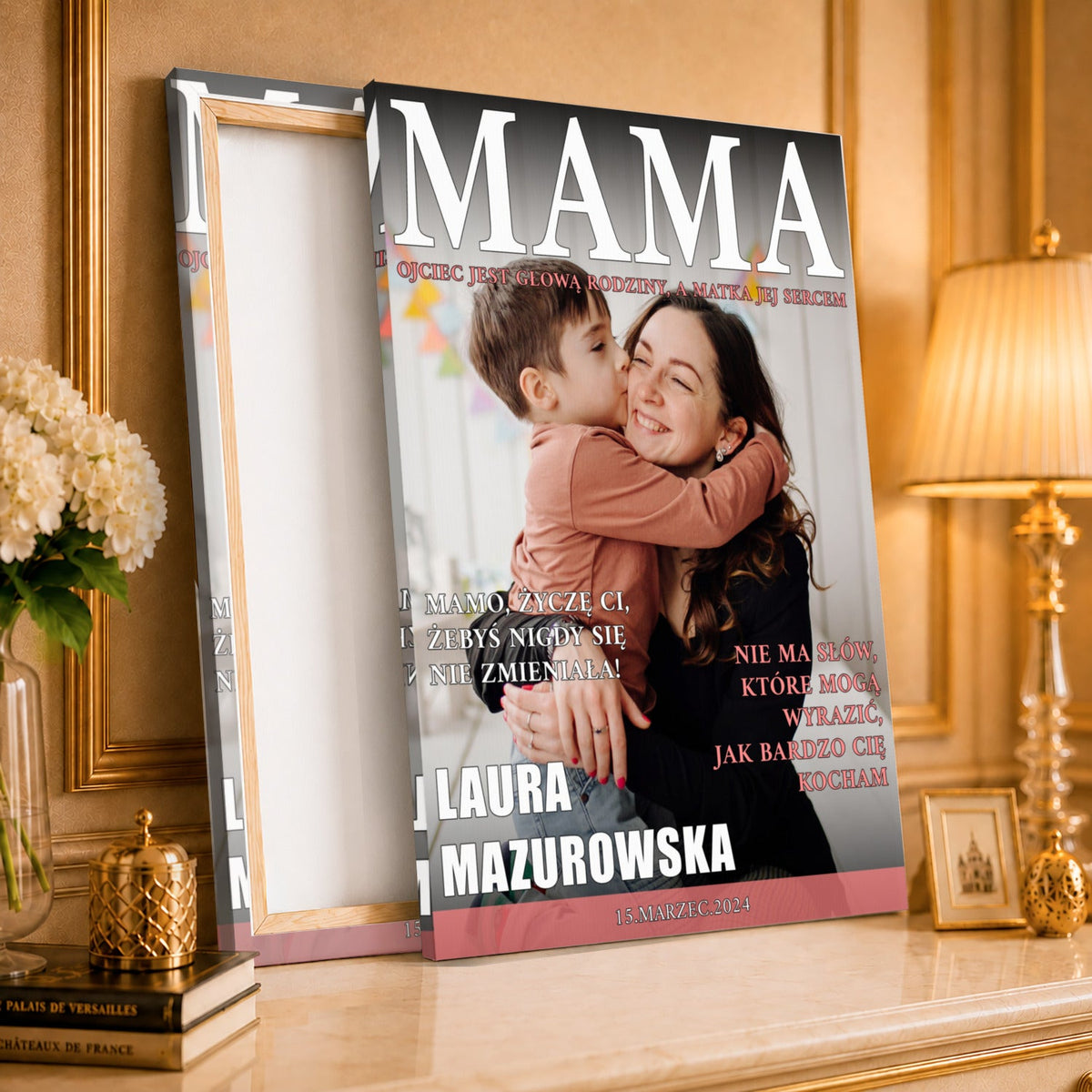 Kolaż ze zdjęć na płótnie Okładka magazynu — prezent dla mamy - idamell.com