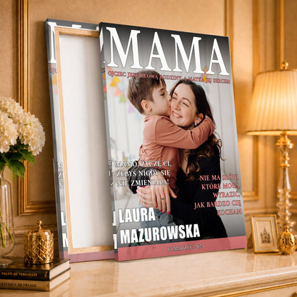 Kolaż ze zdjęć na płótnie Okładka magazynu — prezent dla mamy - idamell.com