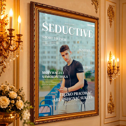 Kolaż ze zdjęć na płótnie Okładka magazynu — prezent dla mężczyzny - idamell.com