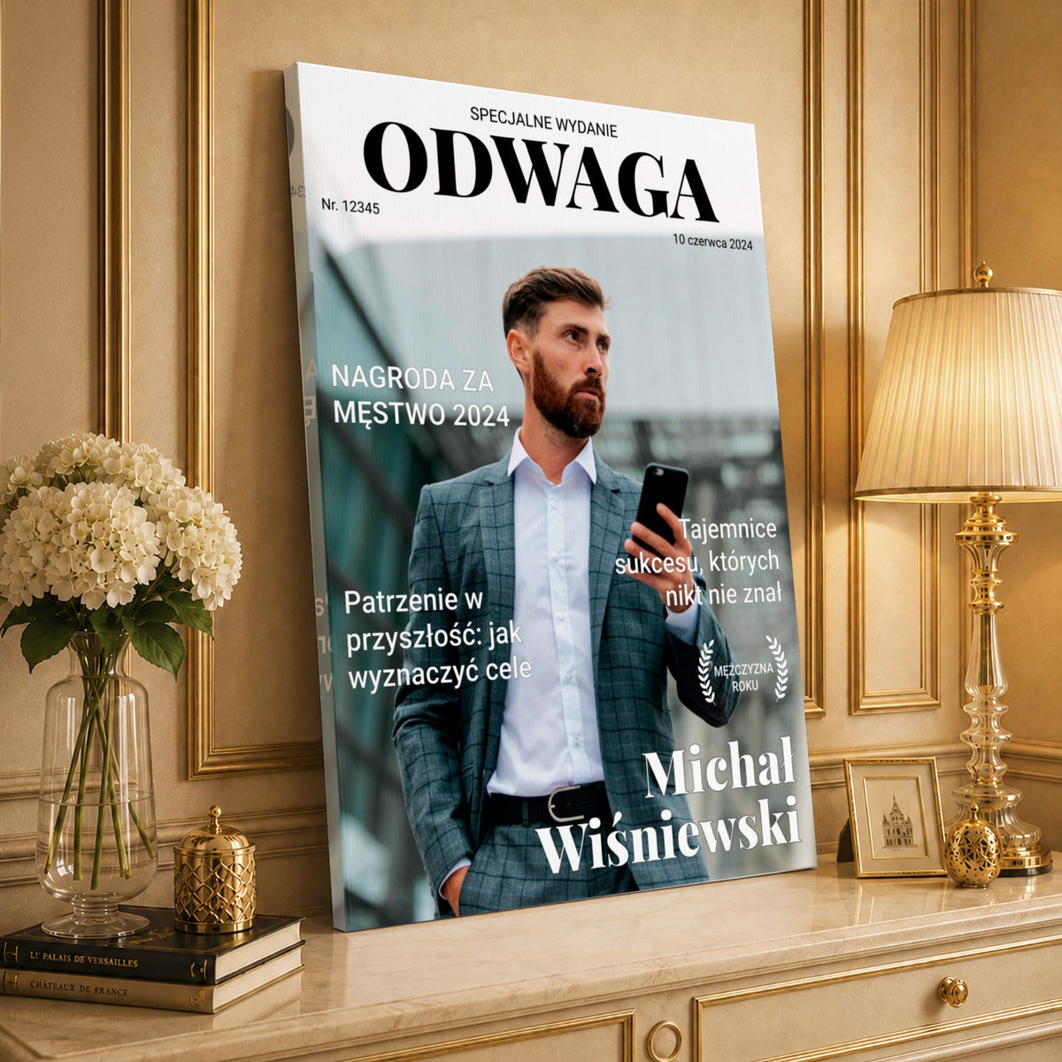 Kolaż ze zdjęć na płótnie Okładka o odwadze — prezent dla szefa - idamell.com