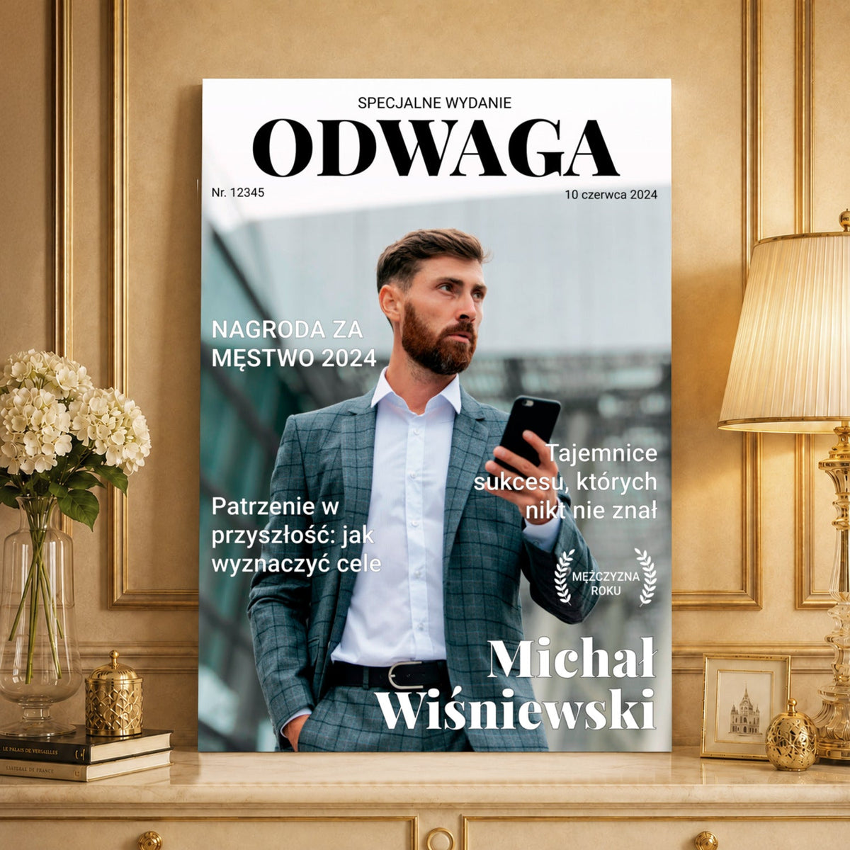 Kolaż ze zdjęć na płótnie Okładka o odwadze — prezent dla szefa - idamell.com