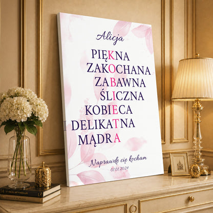 Kolaż ze zdjęć na płótnie Piękna zakochana zabawna i mądra — prezent dla kobiety - idamell.com