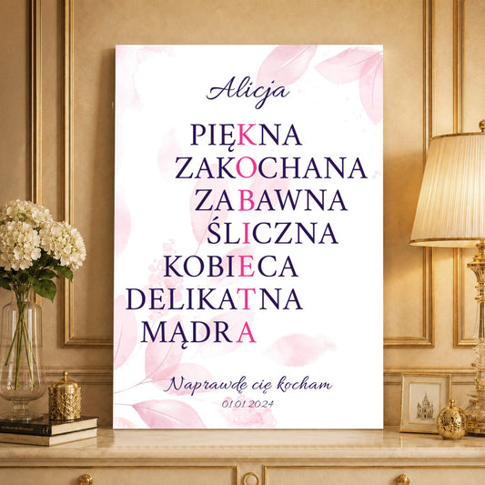 Kolaż ze zdjęć na płótnie Piękna zakochana zabawna i mądra — prezent dla kobiety - idamell.com