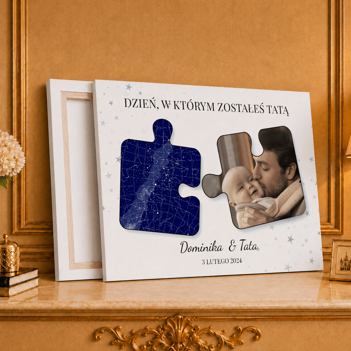 Kolaż ze zdjęć na płótnie Puzzle zostałeś prezent dla taty - idamell.com